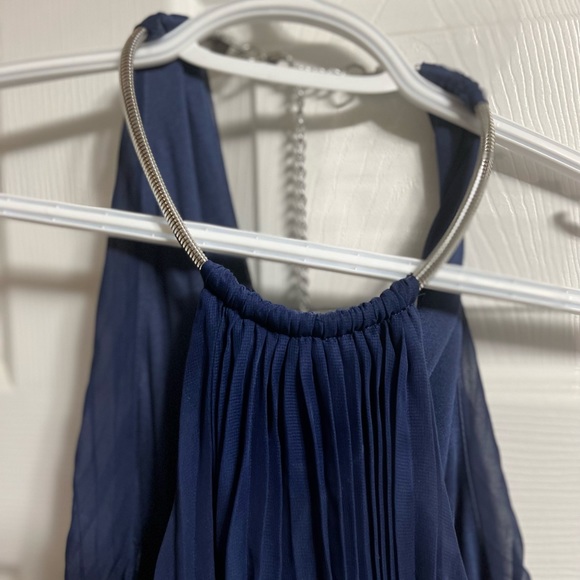 GUESS Small Navy Pleated Maxi Evening Gown - Picture 7 of 7